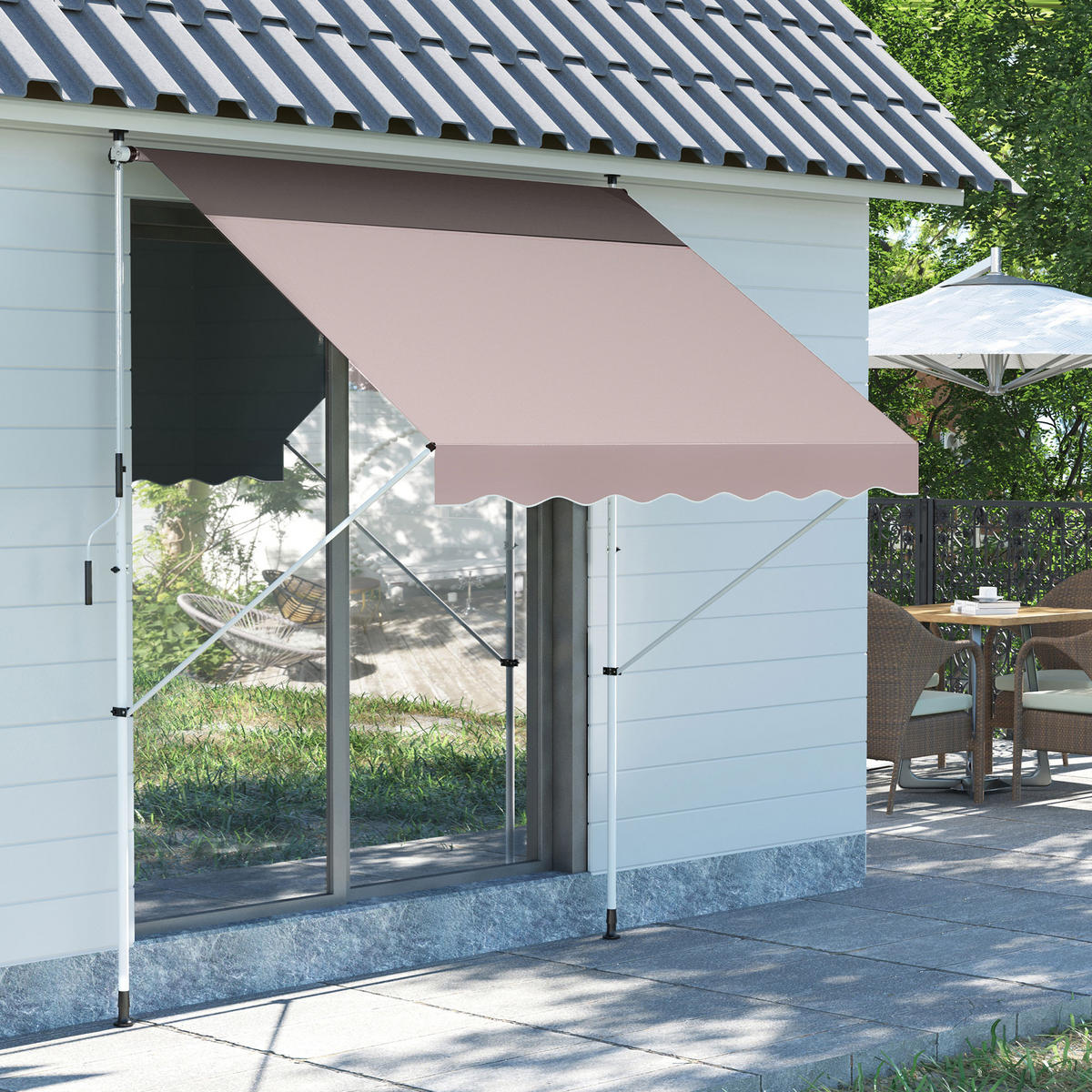 MARKISE, Blau+Weiß, Aluminium, Stahl, Polyester - Creme, Metall (150/280/200cm) - Outsunny