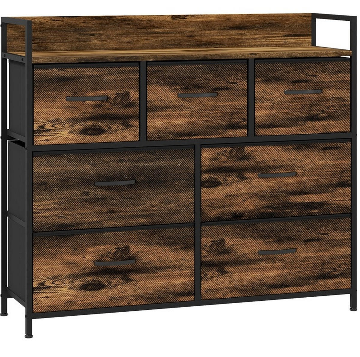 KOMMODE 98/85/29 cm Braun aus Polyester mit 7 Schubladen - Braun, Holzwerkstoff (29/85/98cm) - OKMYHOME