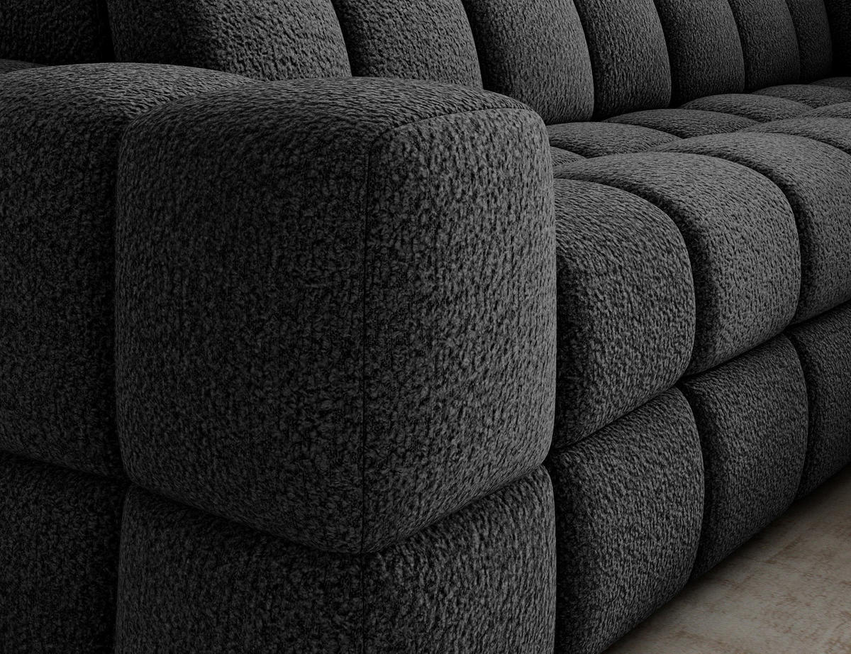ECKSOFA Bronon mit Schlaffunktion und Bettkasten – Modernes Design, verstellbare Kopfstützen und verschiebbare Rückenlehnen - Anthrazit, Kunststoff (296/109cm) - Wohnideebilder