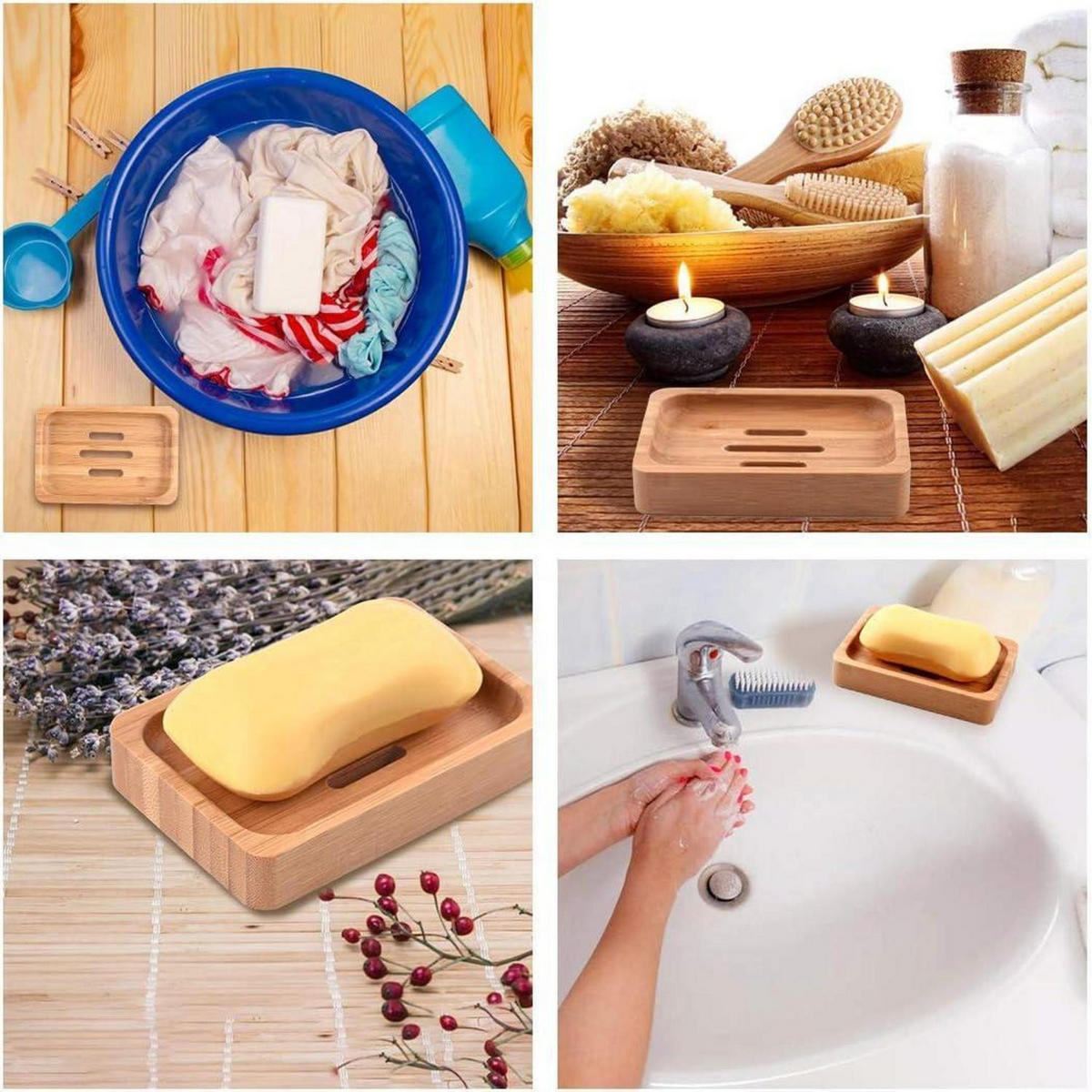 SEIFENSCHALE 2-teiliges Set Bambus 11.5 x 8 cm - Gelb, Naturmaterialien (8/1.5/11.5cm)