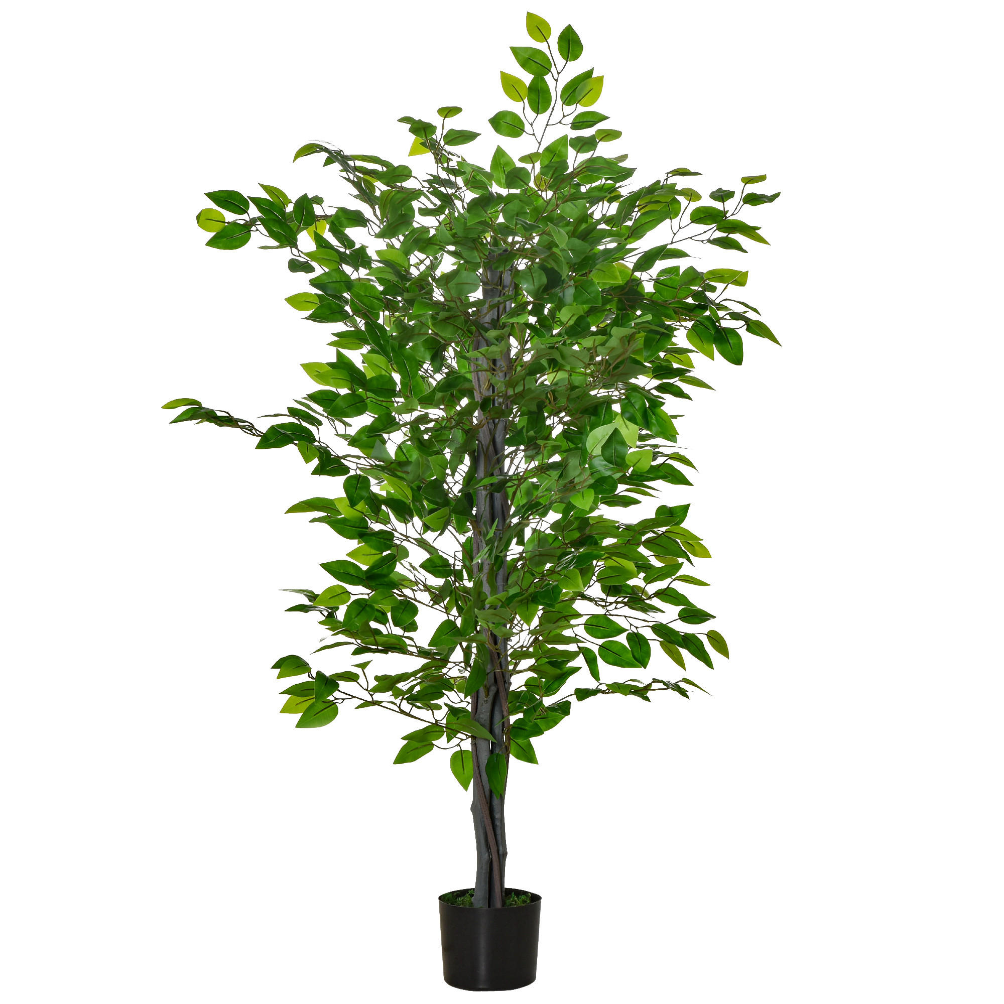 KÜNSTLICHER Ficusbaum groß 135 cm Kunstpflanze, Künstliche Pflanzen im Topf - Grün, Kunststoff (135cm) - HOMCOM