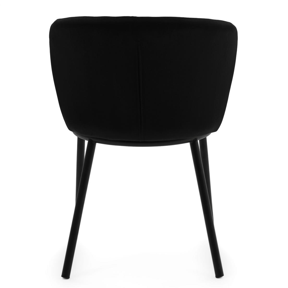 STUHL BARI gepolsterter mit Steppung - schwarz - Samt Velour - Schwarz, Textil/Metall (54/81/57cm) - NEW HOME