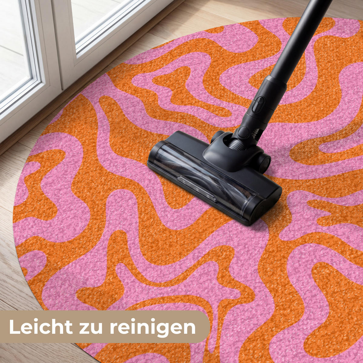 FUSSMATTE Muster - Rosa - Orange - Abstrakt - Modern Türmatte 120x120 cm - Pink, Kunststoff (120/120cm) - MuchoWow