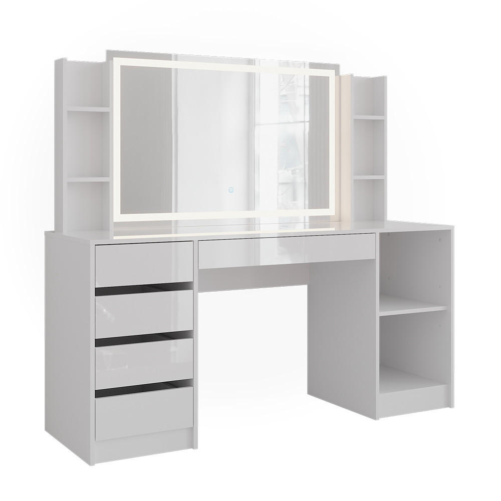 SCHMINKTISCH Sherry Weiß/Weiß Hochglanz 158.2 cm 4 Teile - Weiß Hochglanz, Holzwerkstoff (158.2/76/50.1cm) - Vicco