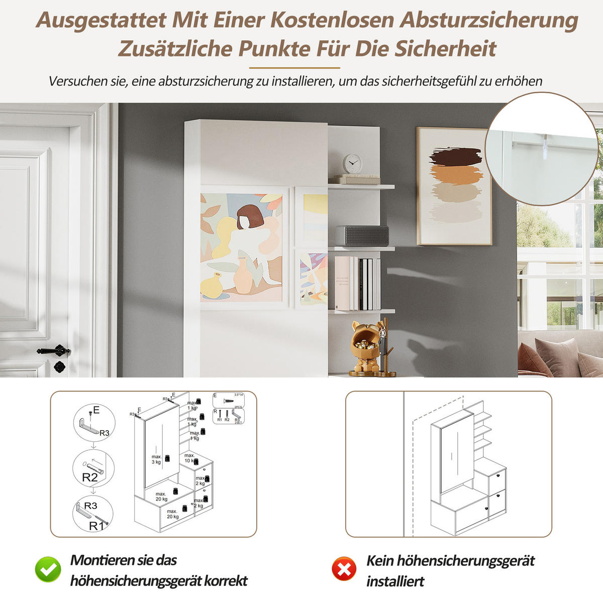 GARDEROBE-SET in Weiß Hochschrank mit Spiegel und Schuhschrank, Flur-Garderobenständer mit 5 Ablagen, B85/T40/H180cm - Weiß, Holzwerkstoff/Metall (273/87/98cm) - STILVORA