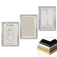 WANDBILDER 3er Set - 20x30 cm Silberner Rahmen - Linien, Formen, Beige, Weiß - Silberfarben, Kunststoff (20/30cm) - ArtPrintCave