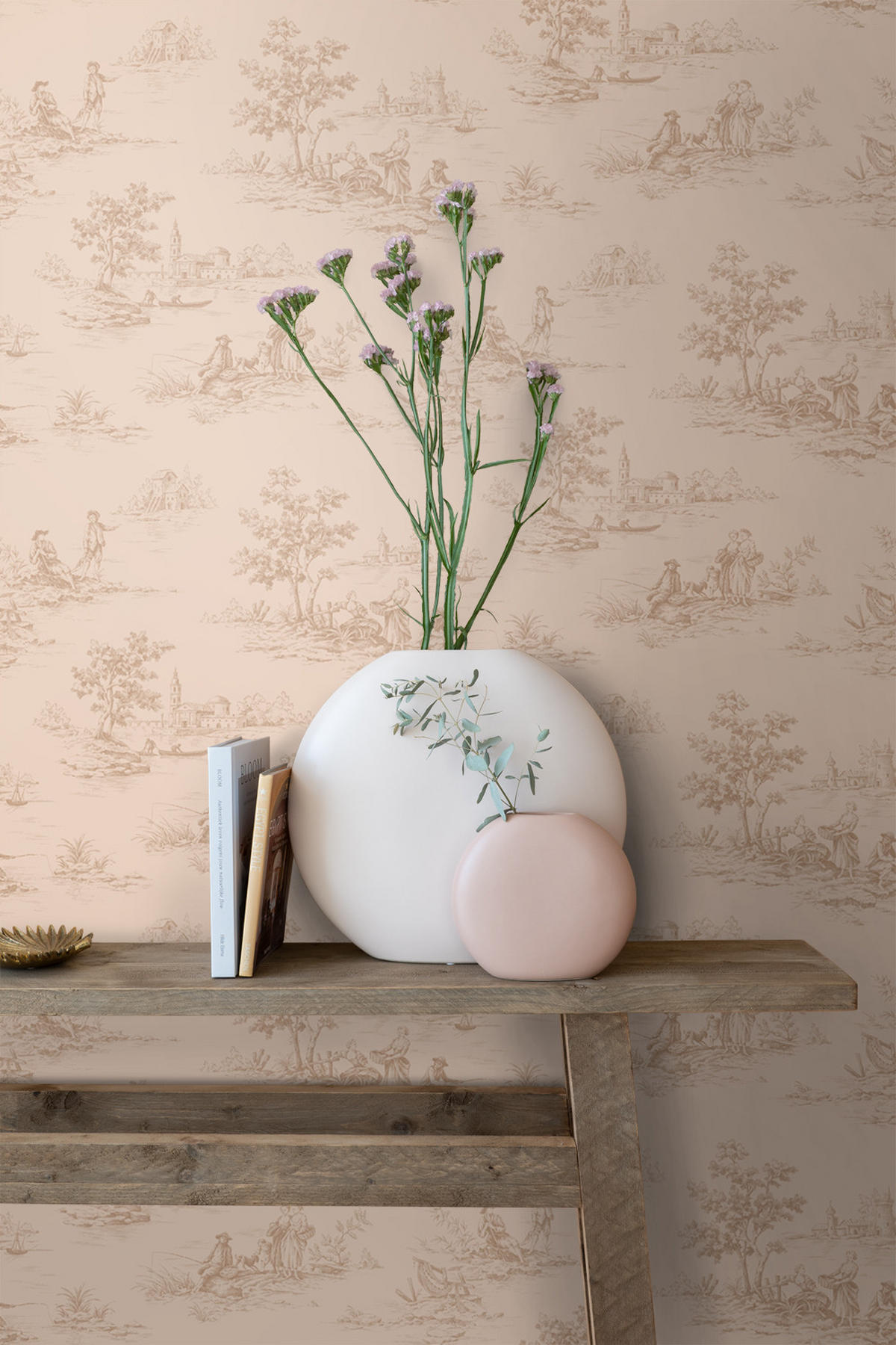 TAPETE Toile de Jouy 50 x 900 cm - Pink, Papier (50/900cm) - ESTAhome