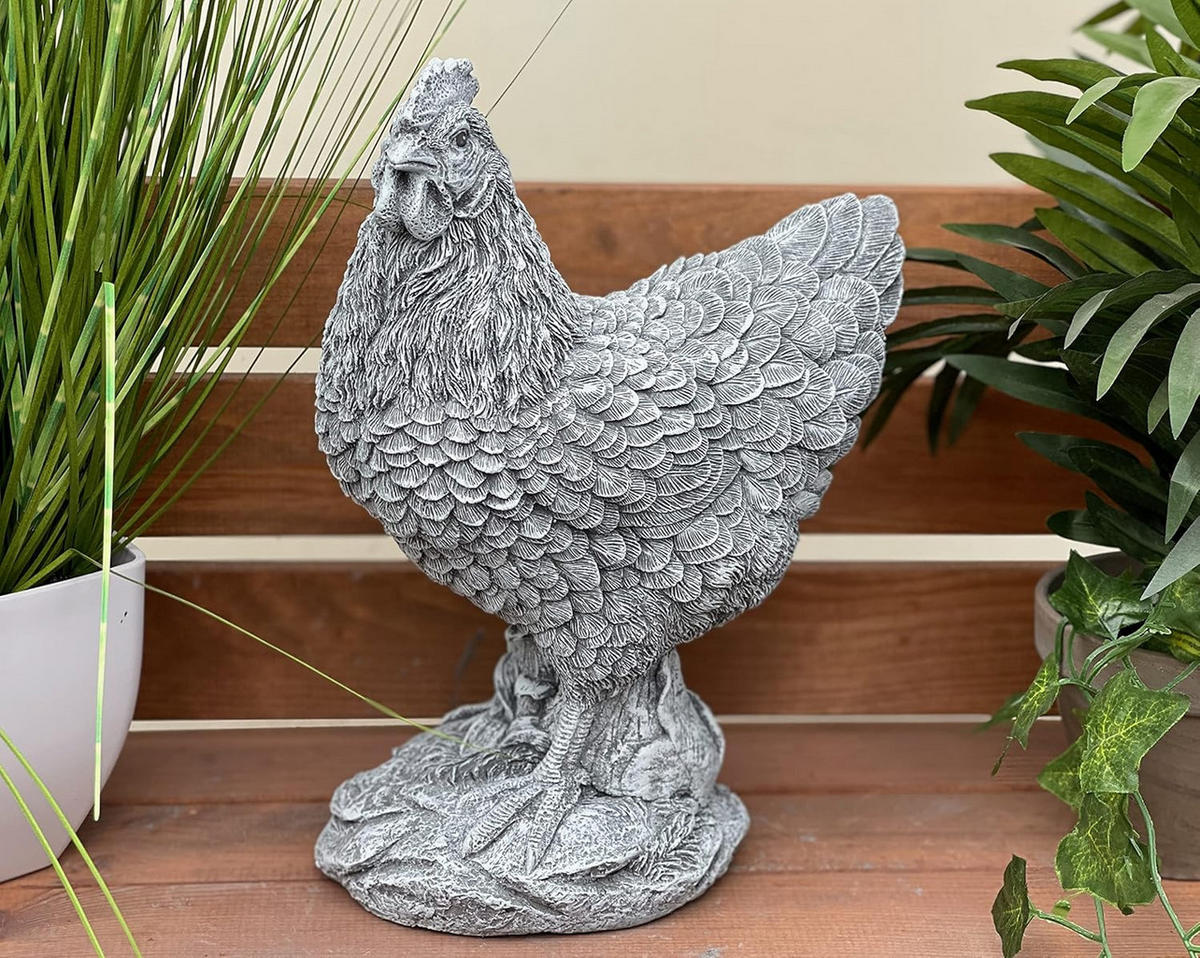 STEINFIGUR Huhn Gallina, frostfest, Steinguss - Grau, Stein (21/31/13cm)