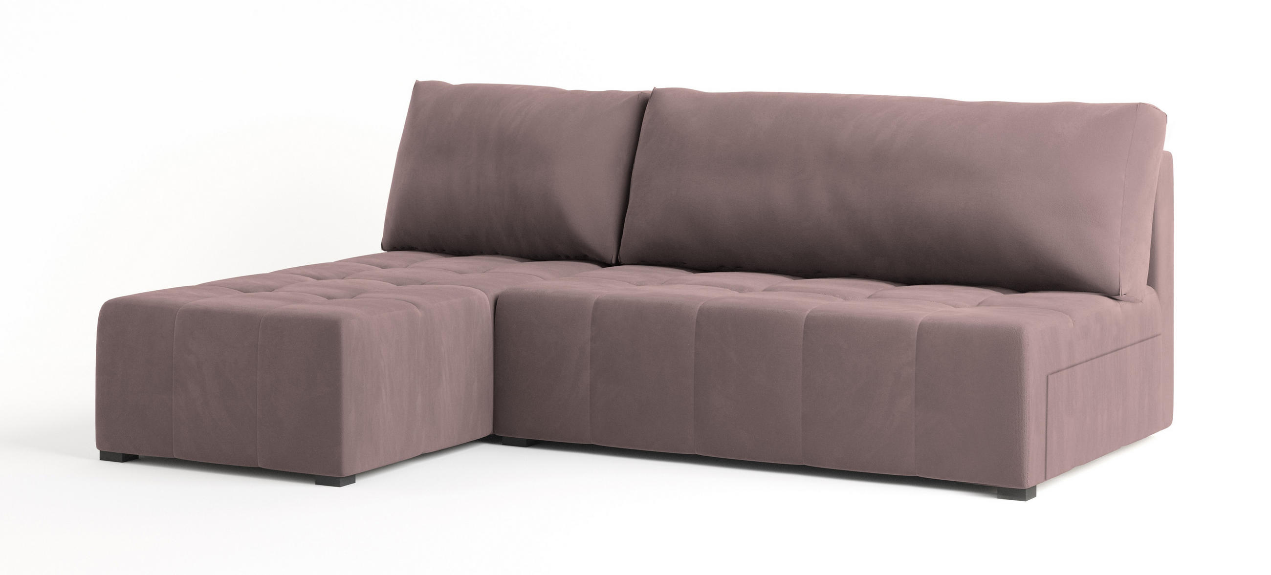 ECKSOFA DOMIRA Rosa Plüsch-Stoff mit Schlaffunktion - Rosa, Holz (200/141cm) - MASSENO