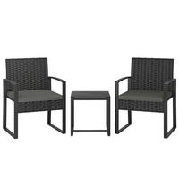 GARTENMÖBEL,2 Stühle+Couchtisch,dunkelgrau - Grau, Metall - Vallsero