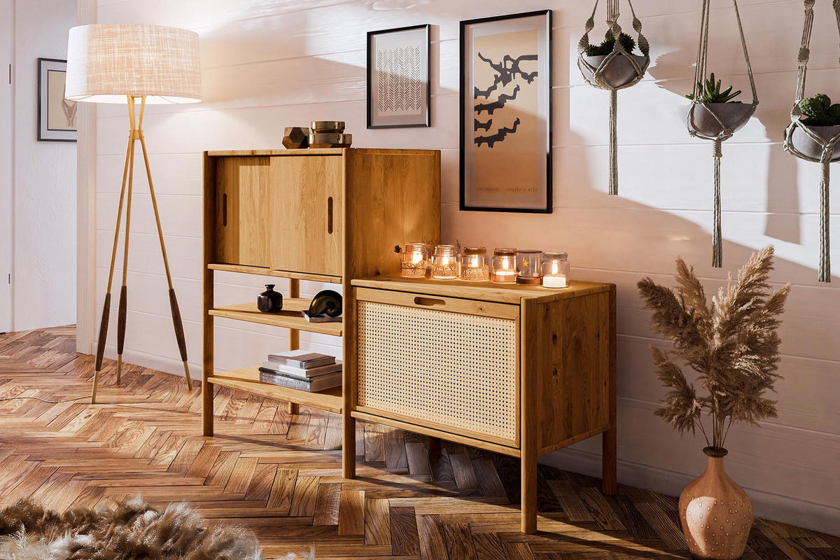 REGAL INA Wildeiche - Alteiche, Holz (148/106/46cm) - byoak