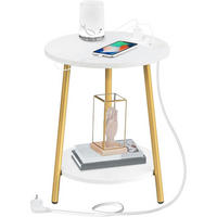 BEISTELLTISCH mit Ladestation Weiß/Gold 40 x 40 x 50 cm - Multicolor, Metall (40/40/50cm)