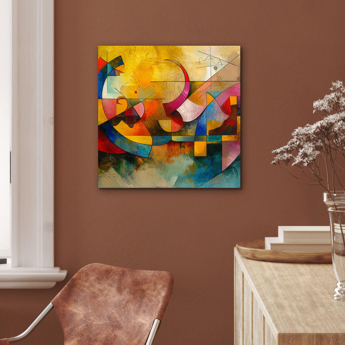 KOVOVÝ OBRAZ Umenie - abstraktné - moderné 50x50 cm - žltá, kov (50/50cm) - MuchoWow