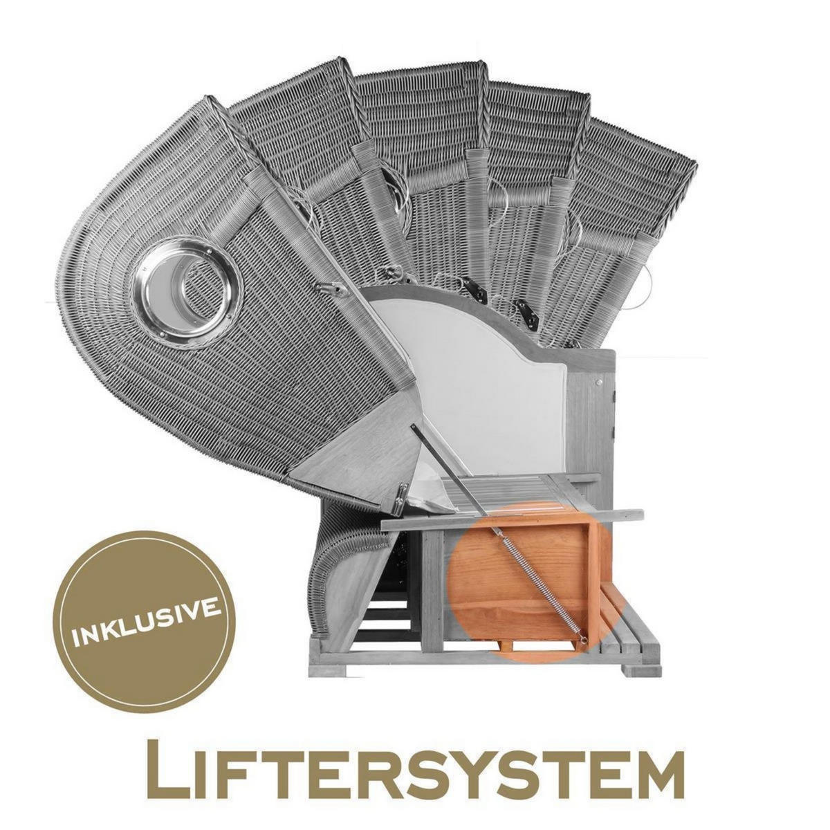 STRANDKORB Düne Komplettset - Braun/Grün, Naturmaterialien/Metall (125/170/80cm) - Mr. Deko