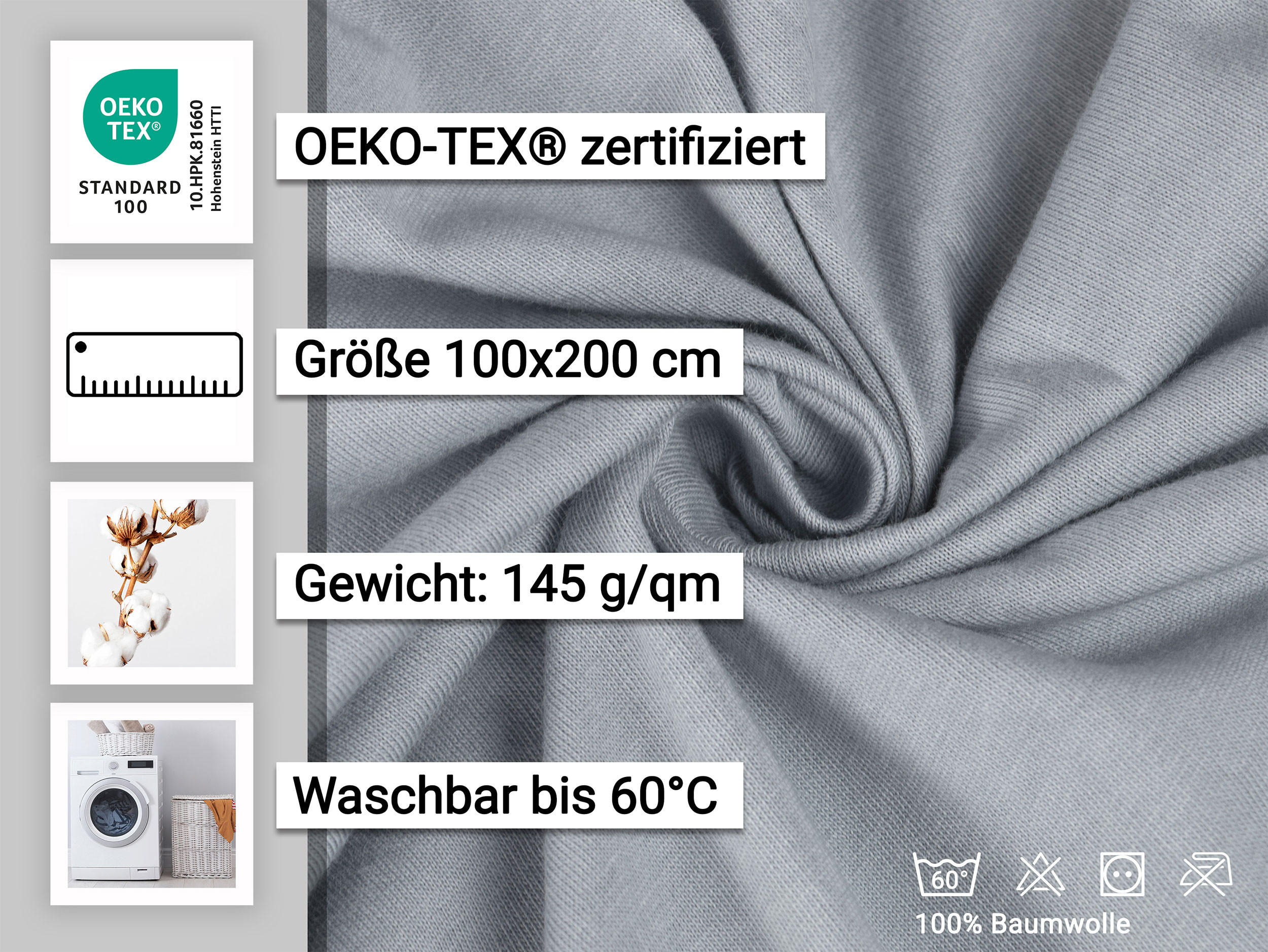 SPANNBETTLAKEN, 100x200 cm, 100% Baumwolle, Anthrazit - Anthrazit, Textil (100/200cm) - Zollner