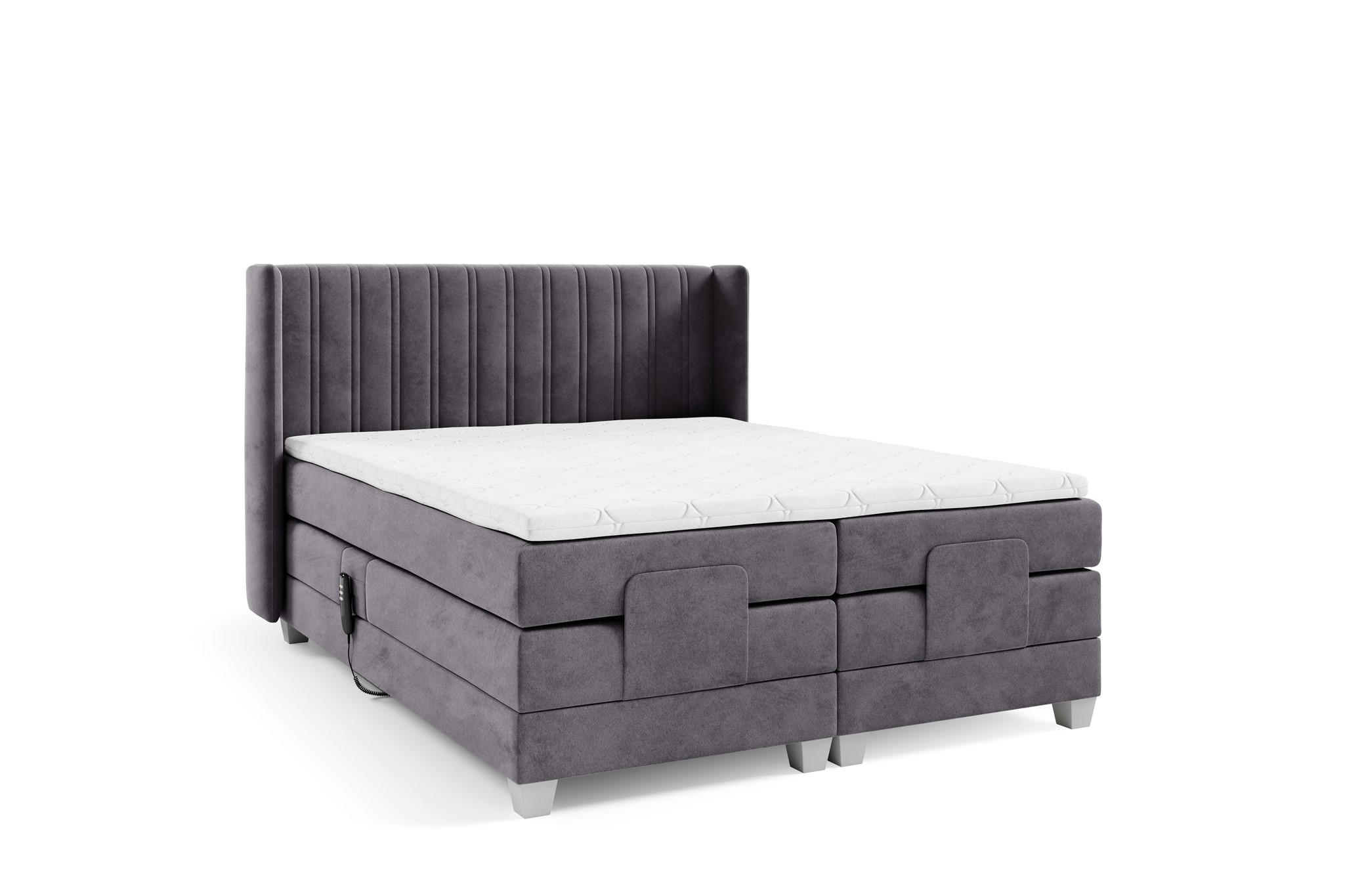 BOXSPRINGBETT Bett Elektrisch Magnus - Schieferfarben, Holzwerkstoff/Textil (120/200cm) - Fun Möbel