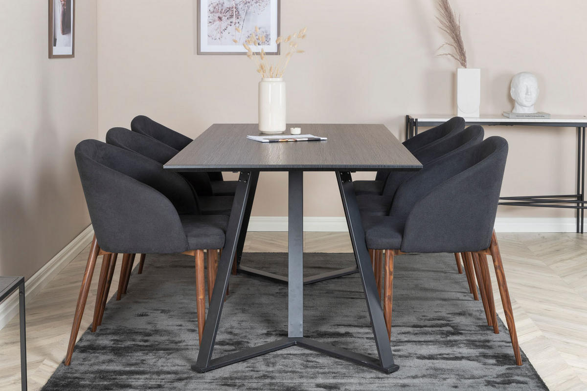TISCHGRUPPE Schwarz - Schwarz, Holzwerkstoff (90/75/180cm) - ebuy24