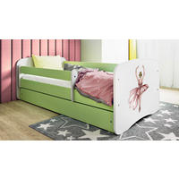 KINDERBETT Ballerina 80x160 cm mit Schublade, Rausfallschutz & Lattenrost, Grün - Grün, Holzwerkstoff (80/160cm) - RAUMHIRSCH FURNITURE