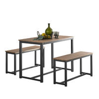 ESSTISCH + 2 x SITZBÄNKE - Braun, Holzwerkstoff/Metall (110/74/58cm) - SoBuy