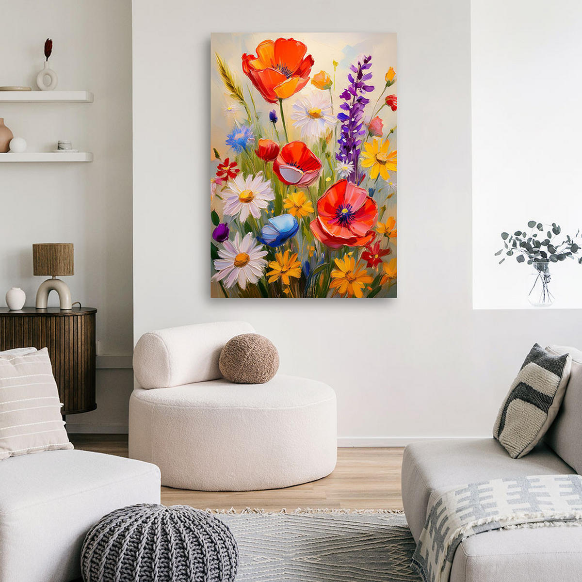 WANDBILD naturblumenwiese - Multicolor, Textil (40/60cm) - Feeby