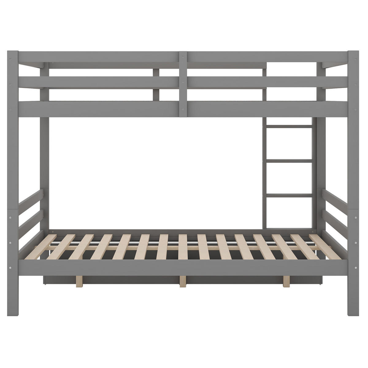 ETAGENBETT 140/200 cm Grau mit Schubladen, Stauraum und hohen Geländern - Grau, Holz (140/200cm) - Flora Grace
