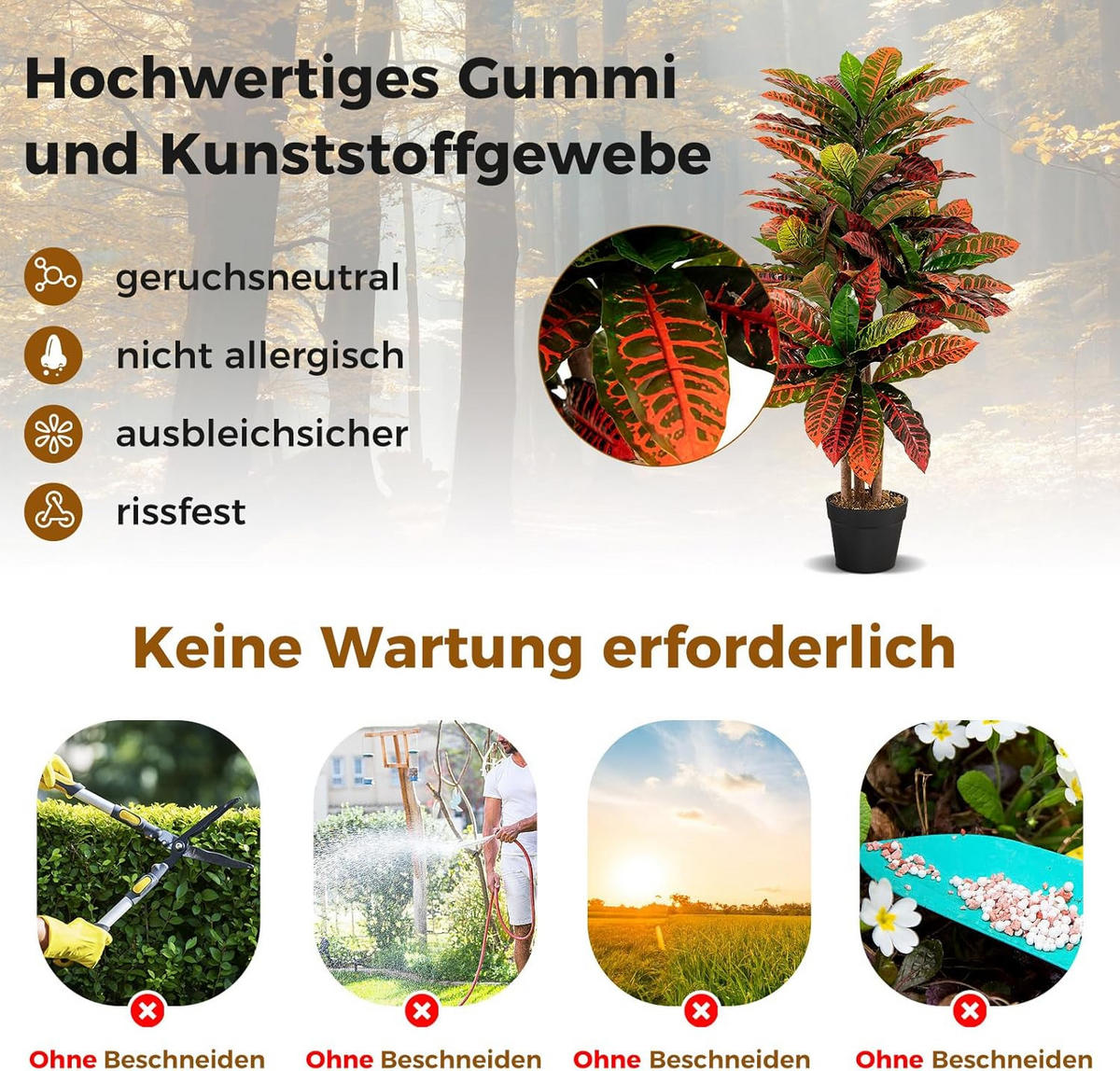 PALMENBAUM Rot - Rot, Kunststoff (100cm) - COSTWAY