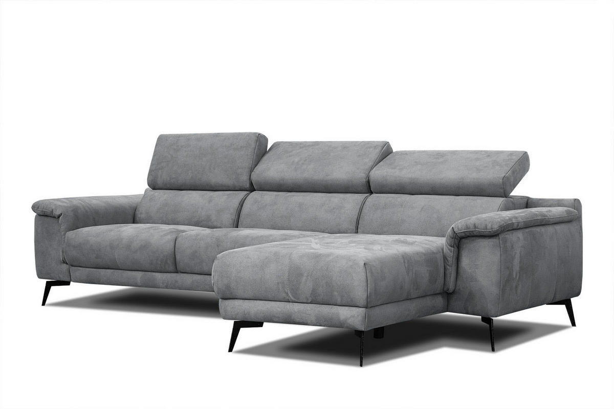 ECKSOFA FIERO 4-Sitzer, grau - Dunkelgrau/Schwarz, Holzwerkstoff/Textil (288/170cm) - Courtois Laville