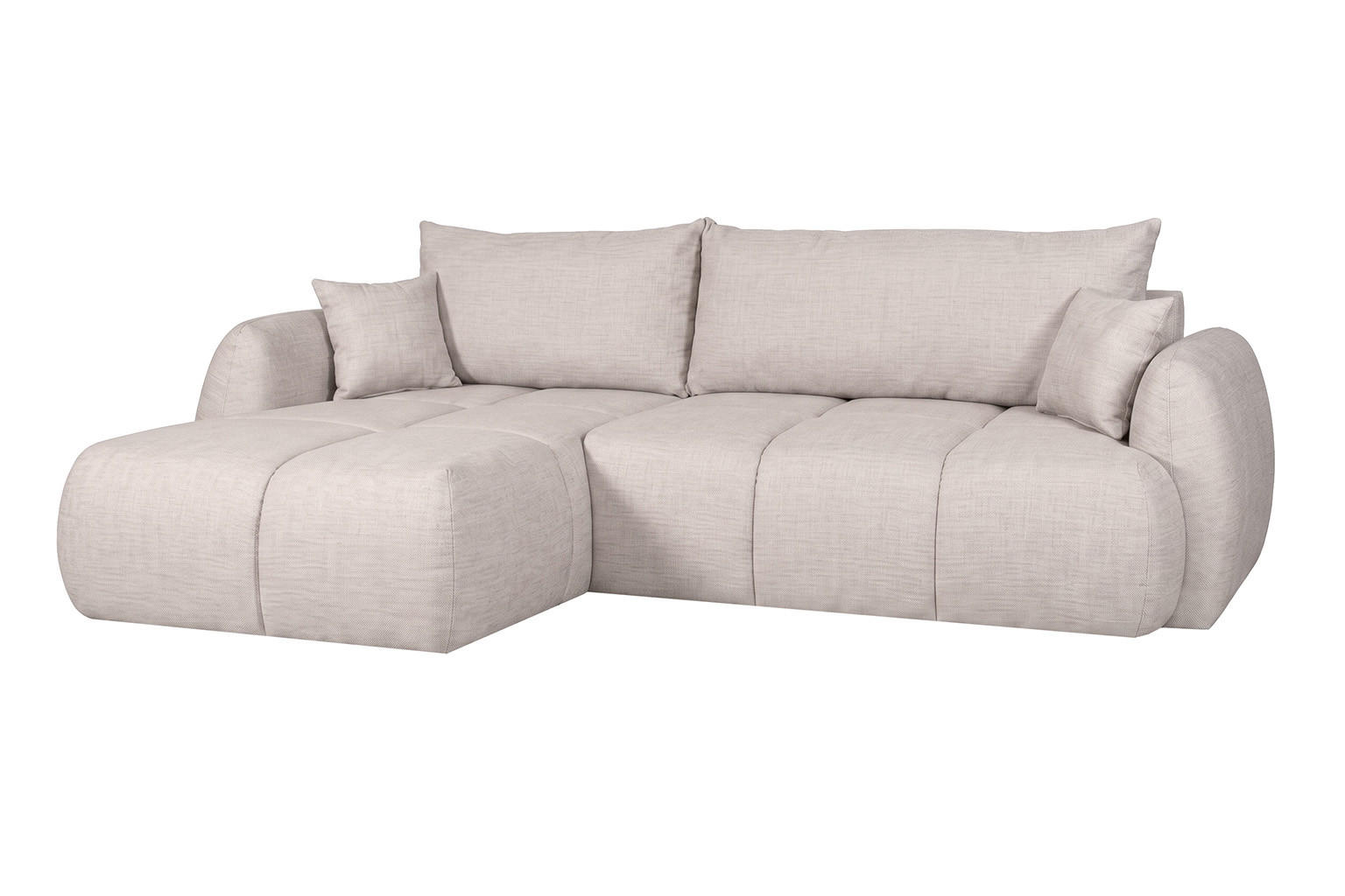 ROHOVÁ SEDAČKA s rozkládací funkcí a úložným prostorem, strukturovaná látka Verita, Béžová, Levá, COCO - béžová, dřevo (180/275cm) - Kaiser Möbel