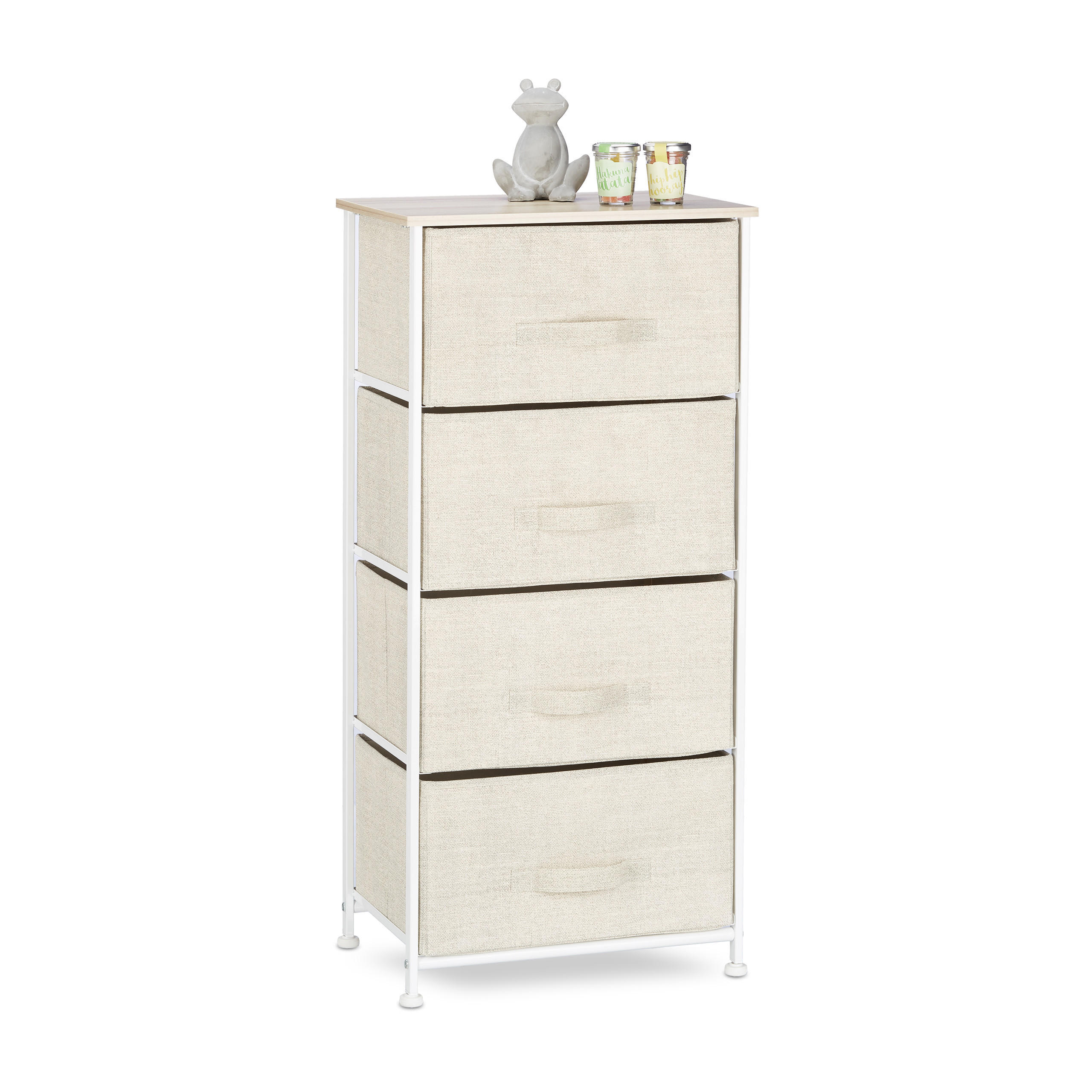 SCHUBLADENBOX - Creme, Holzwerkstoff/Textil (45/95/30cm) - Relaxdays