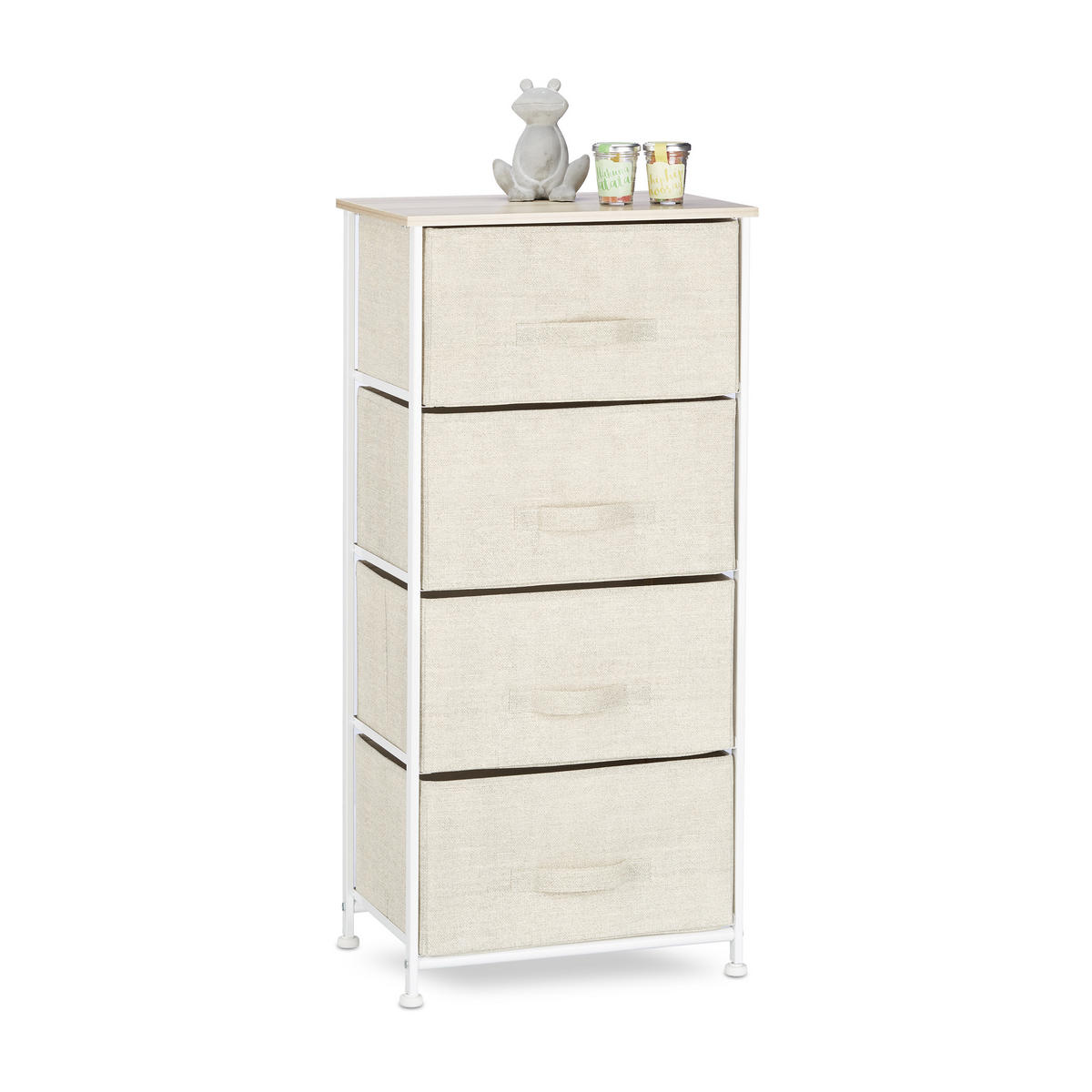 SCHUBLADENBOX - Creme, Holzwerkstoff/Textil (45/95/30cm) - Relaxdays