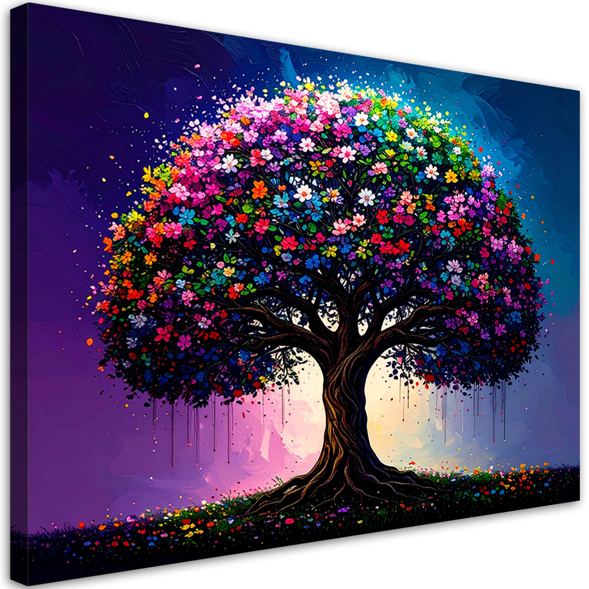 LEINWANDBILD Bunter Baum des Lebens 120x80cm - Multicolor, Textil (120/80cm) - Feeby