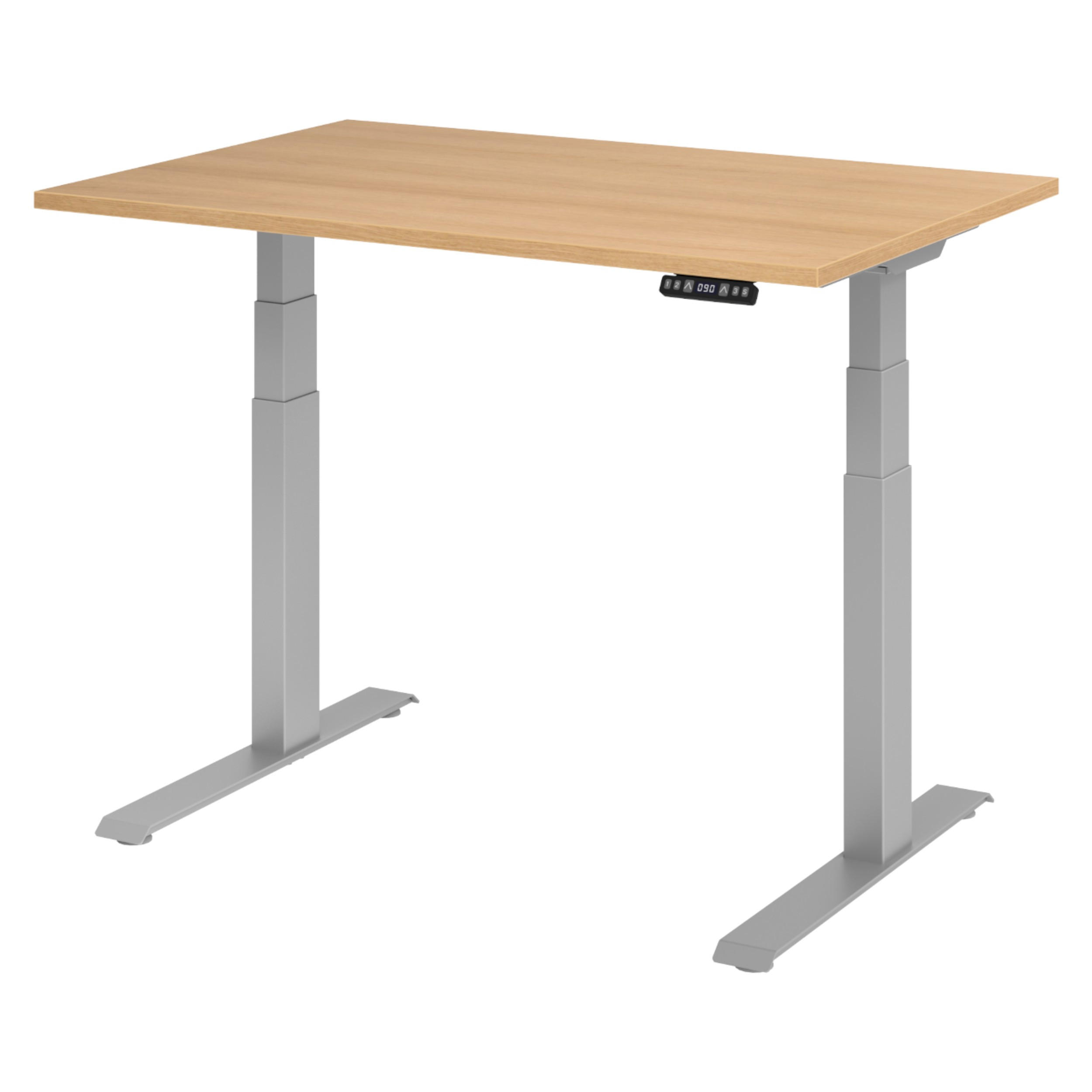 SCHREIBTISCH elektrisch XDKB 80/120/74 cm in Eichefarben/Silberfarben - Eichefarben/Silberfarben, Holzwerkstoff (80/120/74cm) - bümö