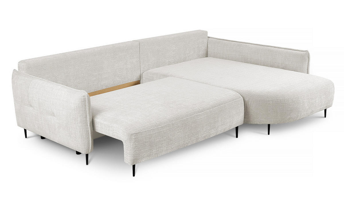 ECKSOFA Oblivio Cremeweiß Chenille - Creme/Schwarz, Textil/Metall (285/200cm) - Selsey