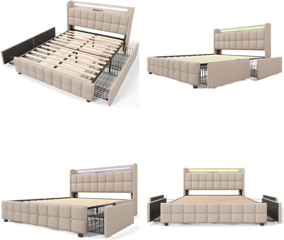WoodenAura Polsterbett Beige 160x200 cm
