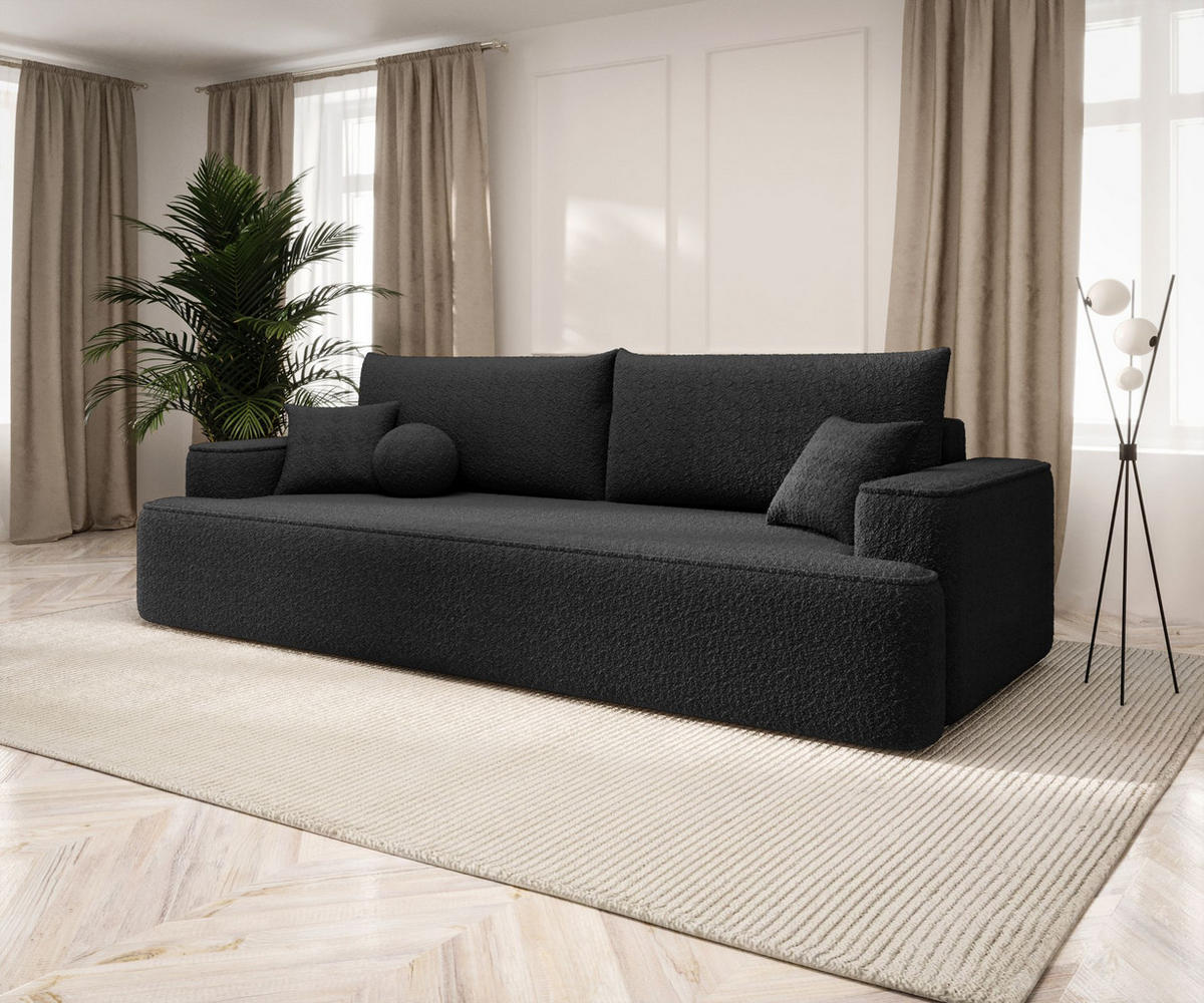 SOFA mit Schlaffunktion FIGO Quelle 100 - Schwarz, Textil (250/75/150cm) - Bedante