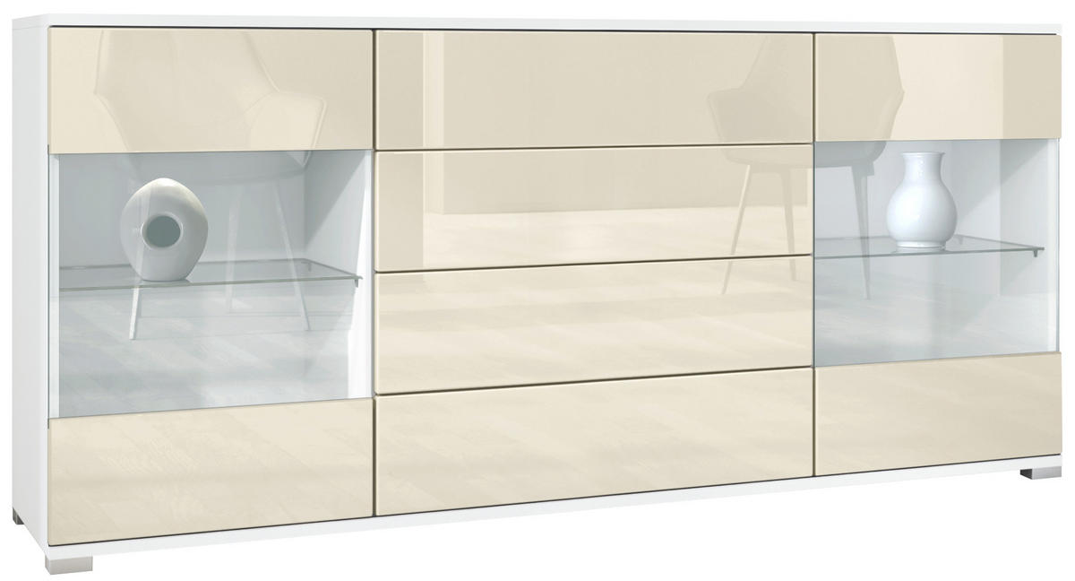 SIDEBOARD Bari Creme Hochglanz - Creme, Holzwerkstoff (166.5/75.5/35cm) - Vladon
