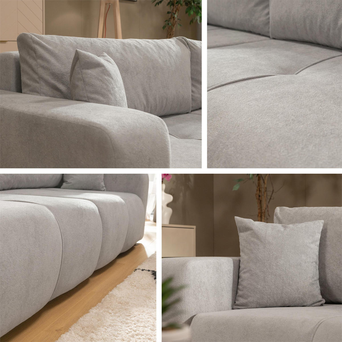SCHLAFSOFA Furyn Boucle - Schwarz/Grau, Holzwerkstoff/Kunststoff (248/82/92cm) - MIRJAN24