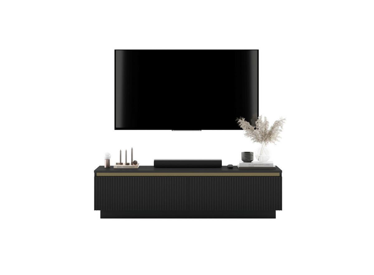 TV-SCHRANK Selene Schwarz matt 140 cm Glamour - Schwarz, Holzwerkstoff (140/37/35cm) - Meble Lindner