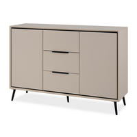 SIDEBOARD sand, schwarz 135 cm, Kommode mit Soft-Close-Funktion - Sandfarben/Schwarz, Holzwerkstoff/Kunststoff (135/90/38cm) - Furn.Design