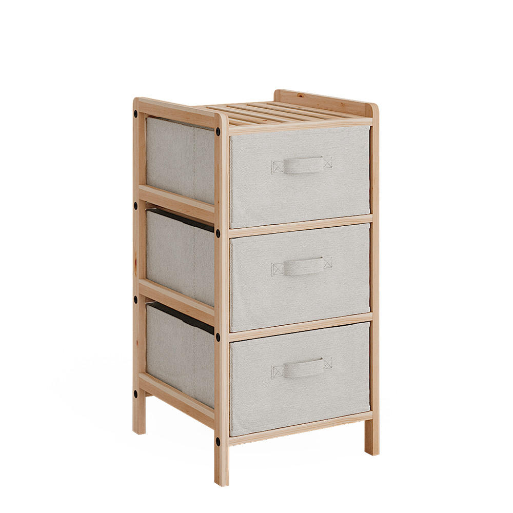 KOMMODE Bruno Beige 34.5 x 67 cm mit 3 Stoffschubladen - Beige/Naturfarben, Holzwerkstoff (34.5/67/36.5cm) - Vicco