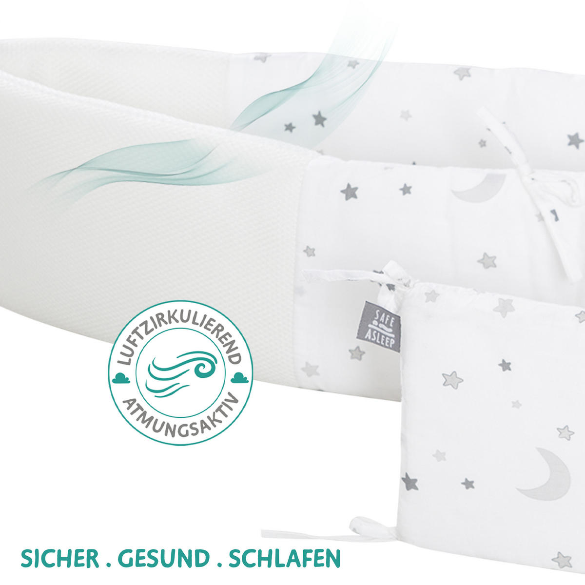 NESTCHEN Sternenzauber grau Easy Air 'safe asleep' - Weiß/Grau, Textil (170/4cm) - Roba