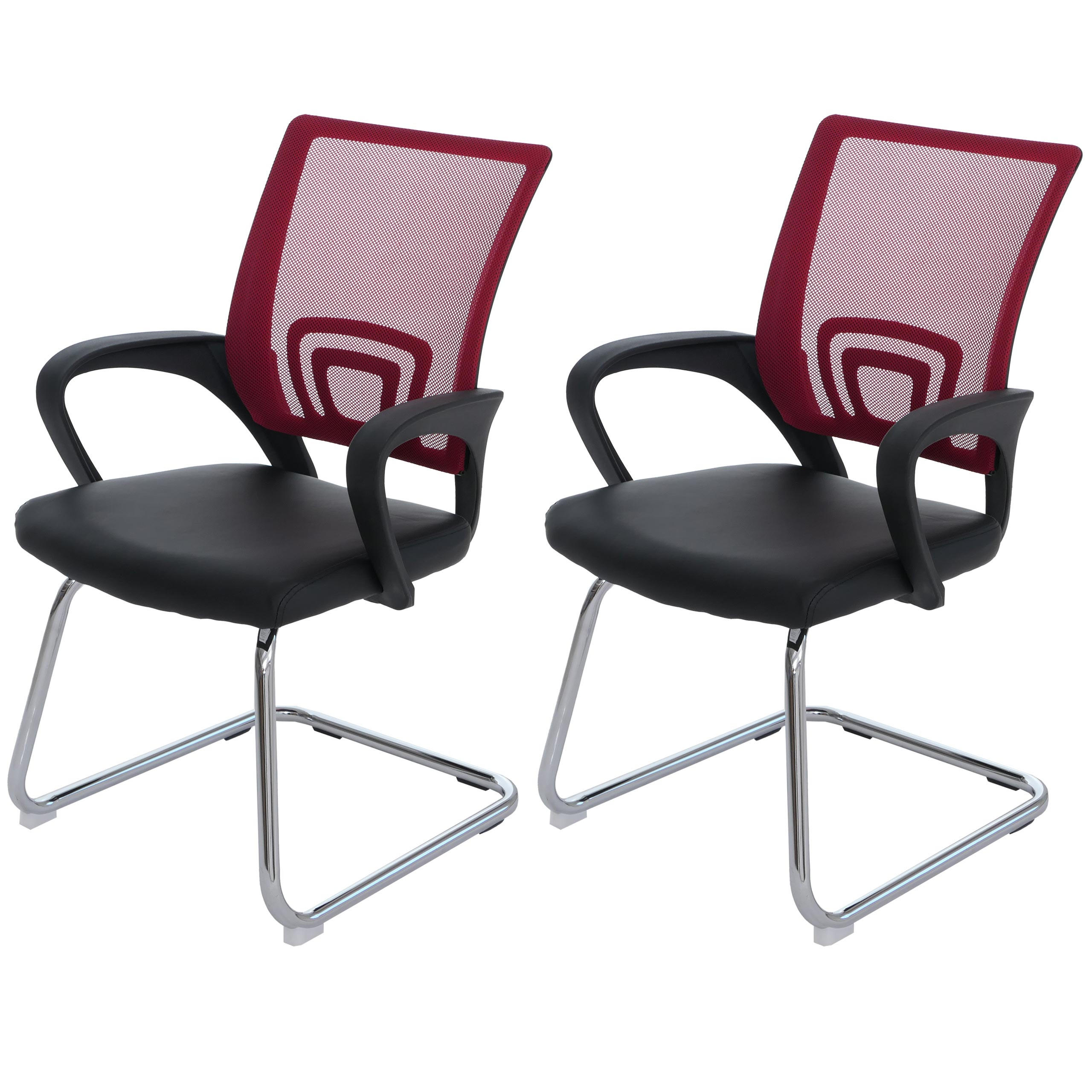 KONFERENZSTUHL Rot 2er-Set - Rot, Kunststoff (57/92/59cm) - MCW