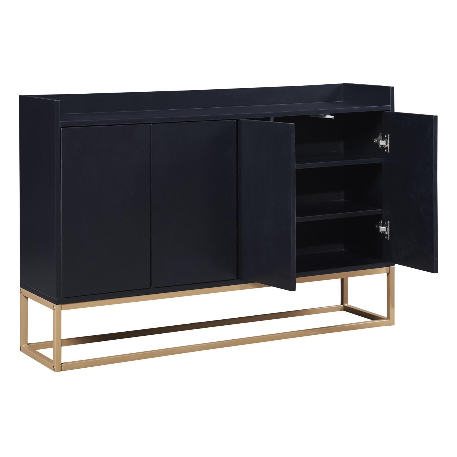 SIDEBOARD mit 4 grifflosen Türen, Schwarz - Schwarz, Holzwerkstoff (120/80/30cm)