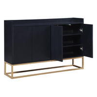 SIDEBOARD mit 4 grifflosen Türen, Schwarz - Schwarz, Holzwerkstoff (120/80/30cm)