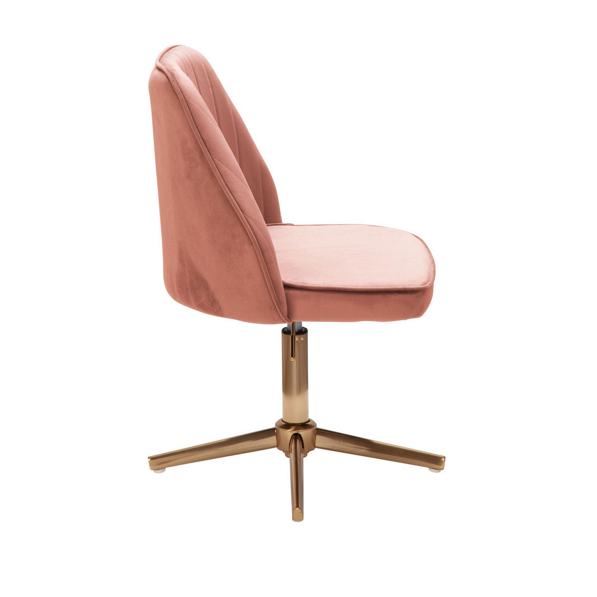 DREHSTUHL Samt mit Höhenverstellung, Eisenfuß und 360° Drehfunktion TANARO, Rosa - Pink/Goldfarben, Textil/Metall (60/100/60cm) - KADIMA DESIGN