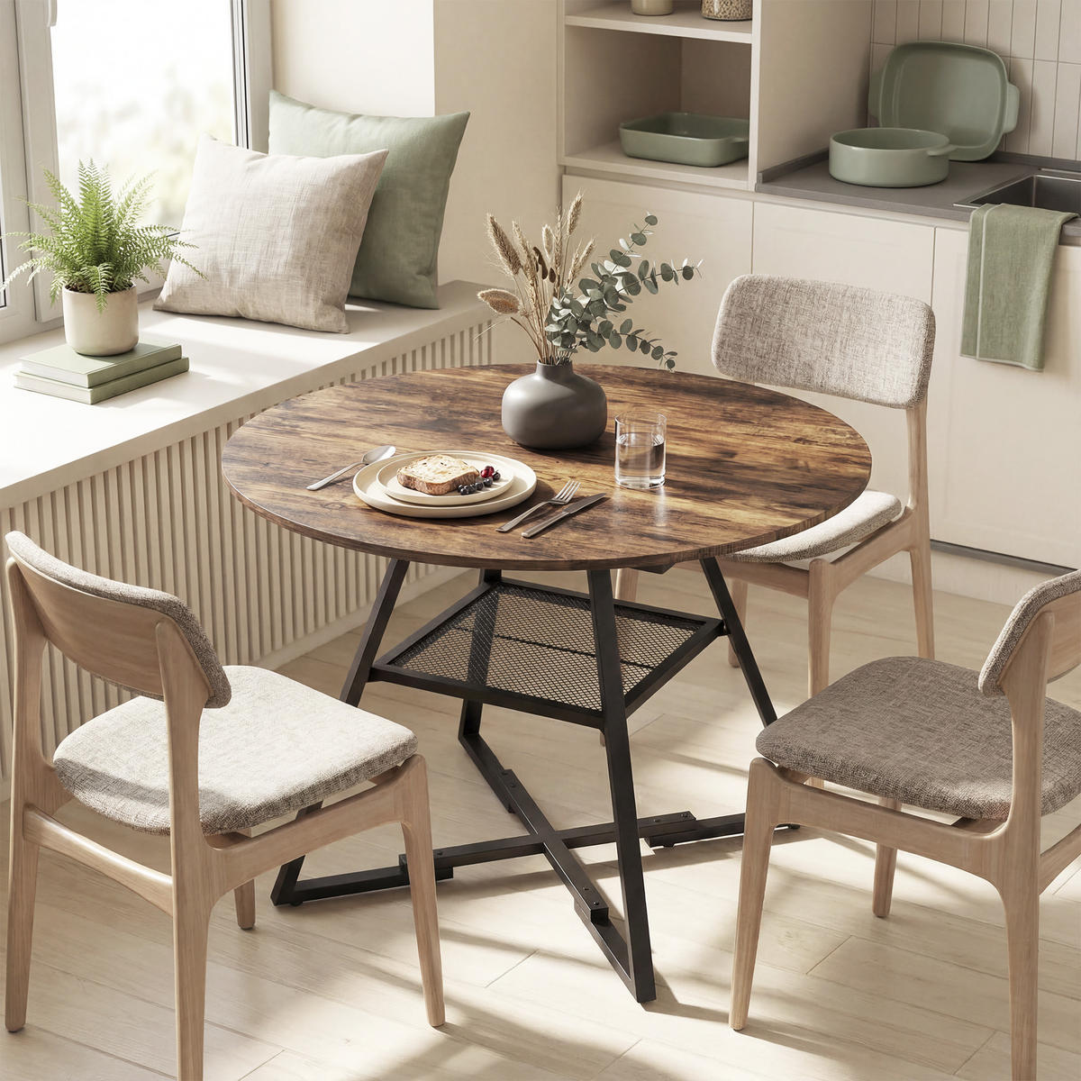 ESSTISCH DE-08426 für 4 Personen mit Ablage Rustikal Braun - Braun, Holzwerkstoff (100/100/76cm) - ComfortXL