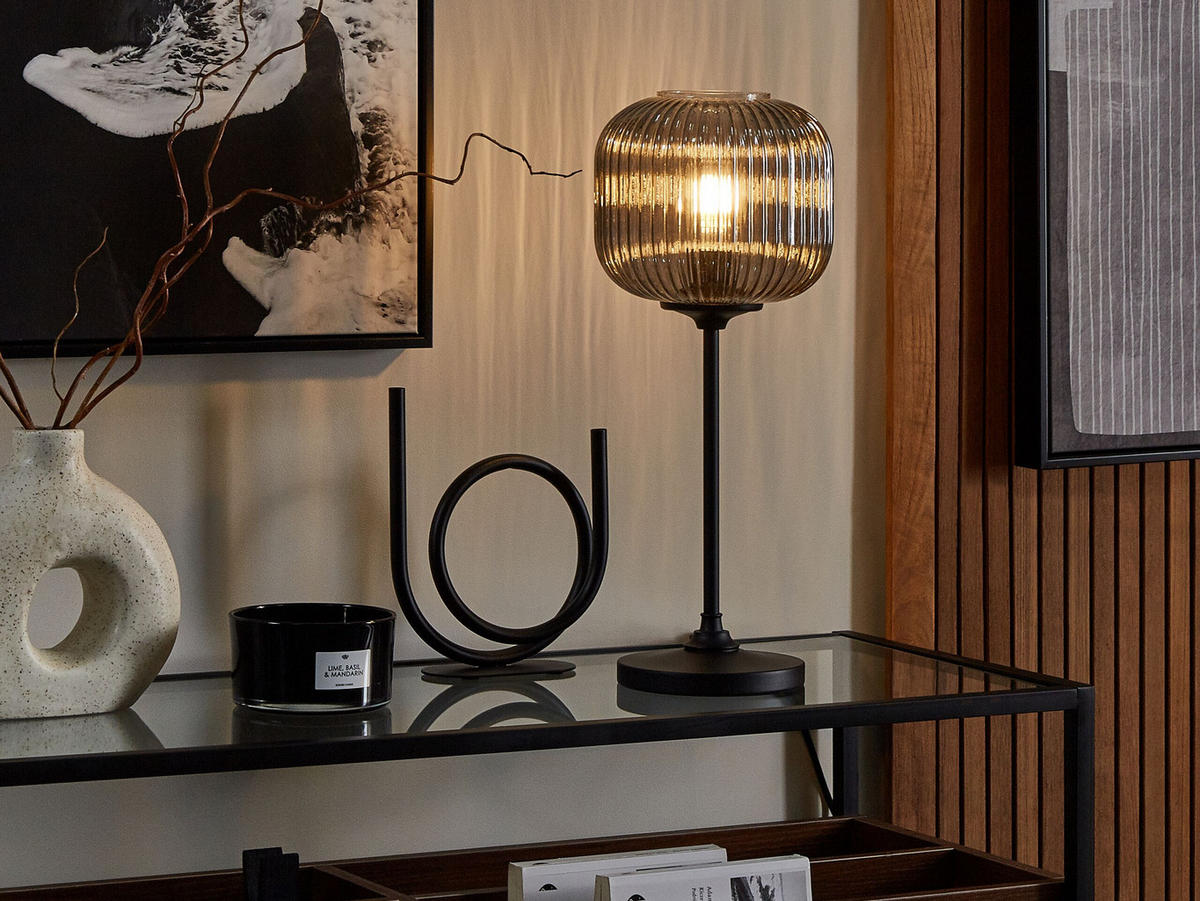 TISCHLAMPE Tosna 19/19/50 cm - Schwarz, Metall (19/19/50cm) - Beliani