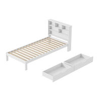 KINDERBETT 90x200 cm, mit 2 Schubladen, Tafel & Lattenrost, Weiß - Weiß, Holz