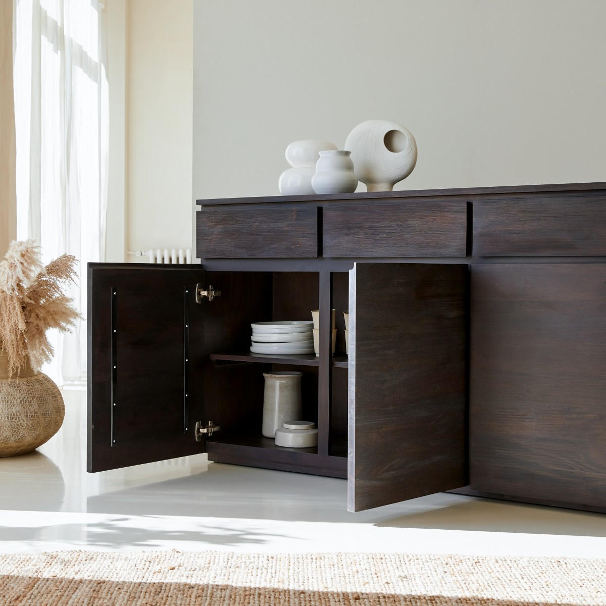 SIDEBOARD Eva Braun aus Mahagoni - Braun, Holz (150/90/45cm) - Tikamoon