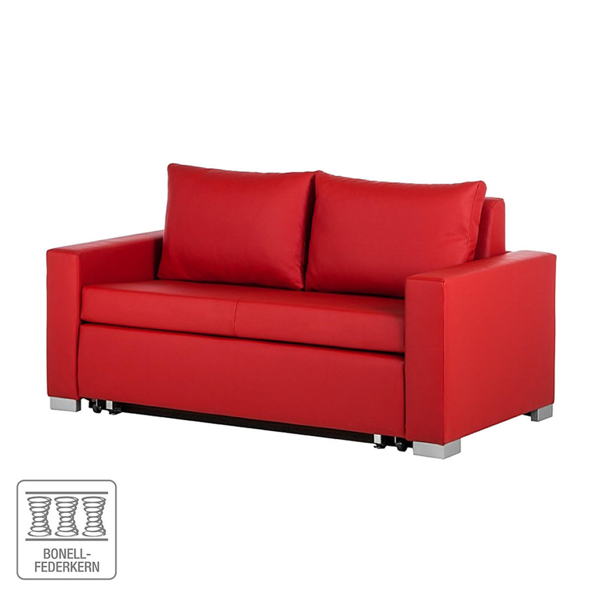 SCHLAFSOFA - Silberfarben/Rot, Kunststoff (193/90/90cm) - home24